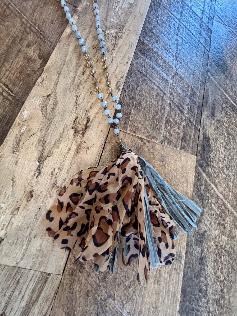 Pink Panache Leopard Tassel Pendant Necklace